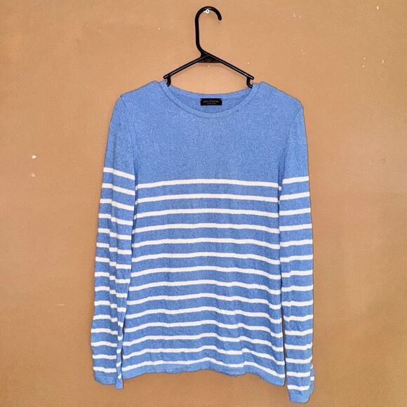 Phil Petter Wool Knit Blue Striped Designer Sweater - Picture 3 of 8